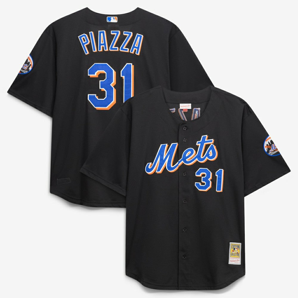 Mike Piazza New York Mets Big & Tall Cooperstown Mesh Batting Practice Jersey Black | Mitchell & Ness