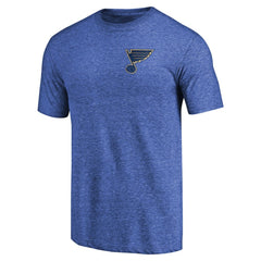 St. Louis Blues Primary Logo Left Chest Distressed Tri-Blend T-Shirt Heathered Blue