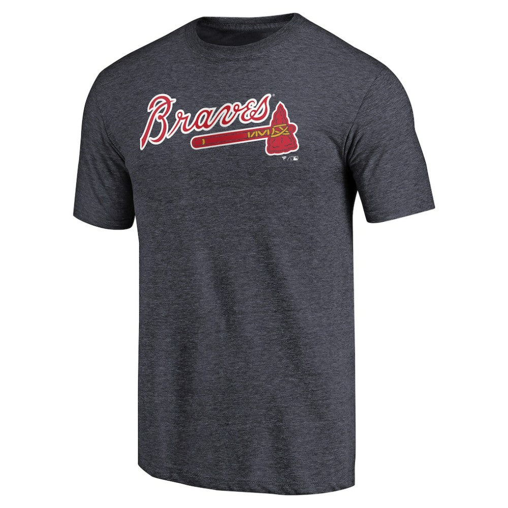 Atlanta Braves Team Wordmark Tri-Blend T-Shirt Navy