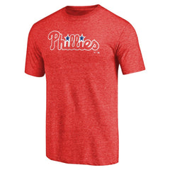 Philadelphia Phillies Team Wordmark Tri-Blend T-Shirt Red