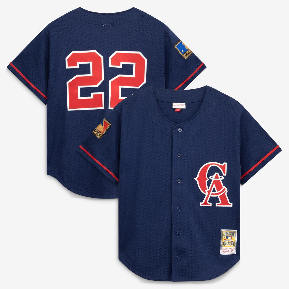 Bo Jackson California Angels Cooperstown Collection Mesh Batting Practice Button-Up Jersey Navy | Mitchell & Ness