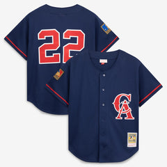 Bo Jackson California Angels Cooperstown Collection Mesh Batting Practice Button-Up Jersey Navy | Mitchell & Ness