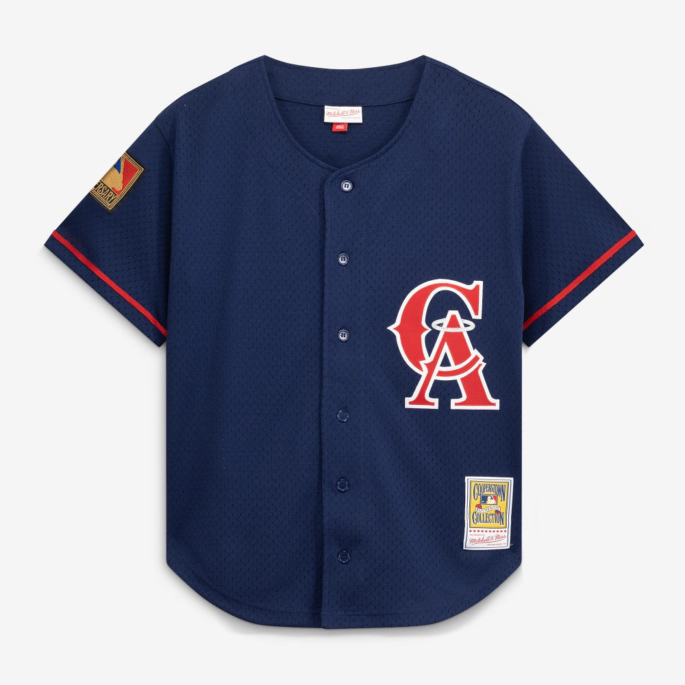 Bo Jackson California Angels Cooperstown Collection Mesh Batting Practice Button-Up Jersey Navy | Mitchell & Ness