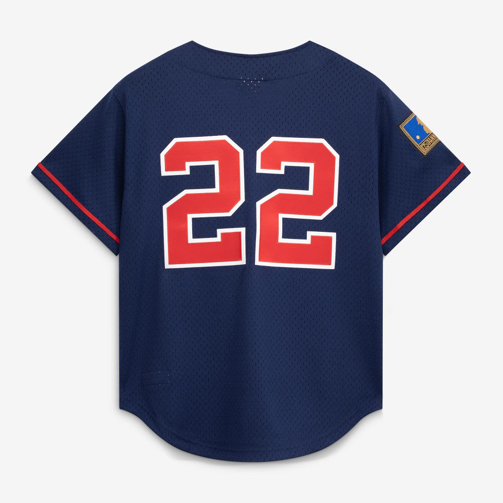 Bo Jackson California Angels Cooperstown Collection Mesh Batting Practice Button-Up Jersey Navy | Mitchell & Ness
