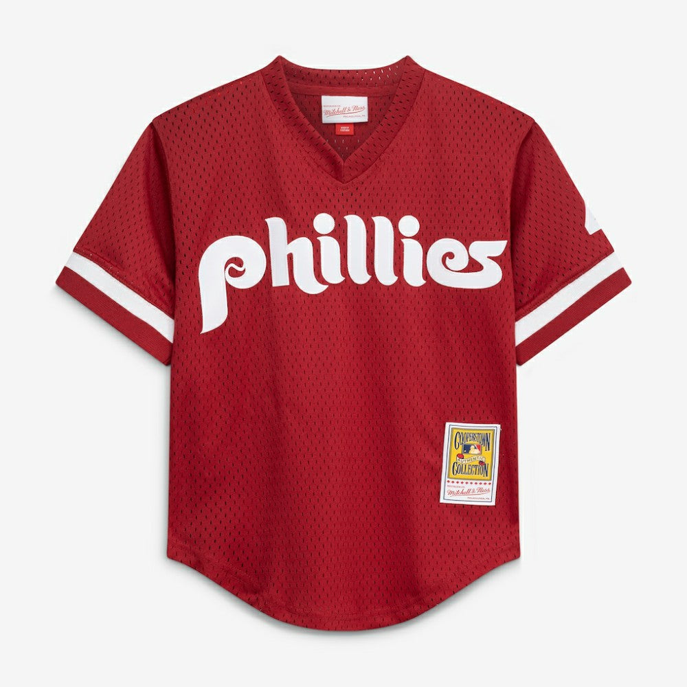 Lenny Dykstra Philadelphia Phillies Youth Cooperstown Collection Mesh Batting Practice Jersey Burgundy | Mitchell & Ness