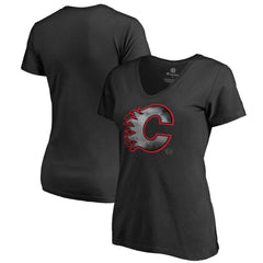 Calgary Flames Women's Core Smoke V-Neck T-Shirt Black