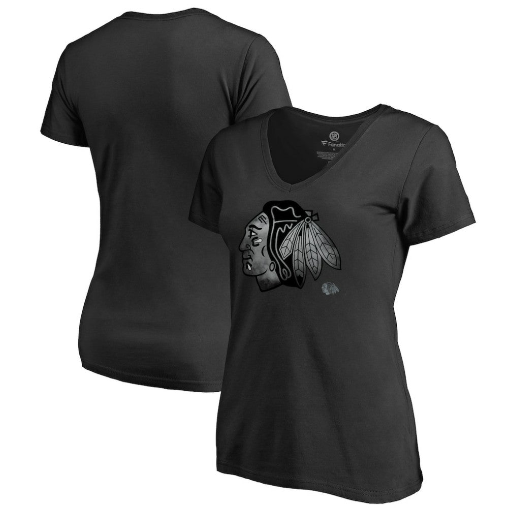 Chicago Blackhawks Women's Core Smoke V-Neck T-Shirt Black