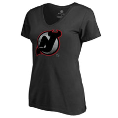 New Jersey Devils Women's Core Smoke V-Neck T-Shirt Black