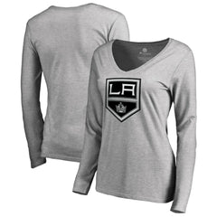 Los Angeles Kings Women's Team Alternate Long Sleeve V-Neck T-Shirt Heather Gray