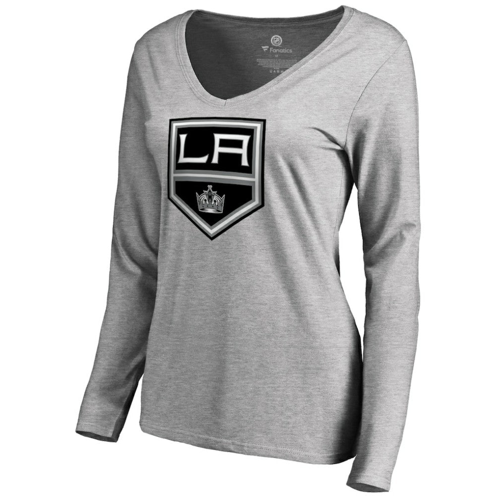 Los Angeles Kings Women's Team Alternate Long Sleeve V-Neck T-Shirt Heather Gray