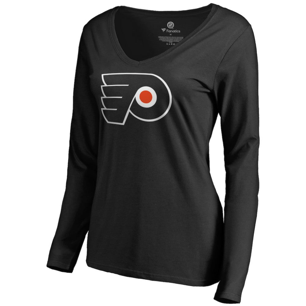 Philadelphia Flyers Women's Team Alternate Long Sleeve V-Neck T-Shirt Black