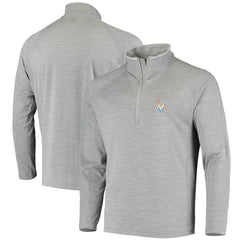Miami Marlins Vineyard Vines Performance Sankaty Half-Zip Pullover Top Heather Gray