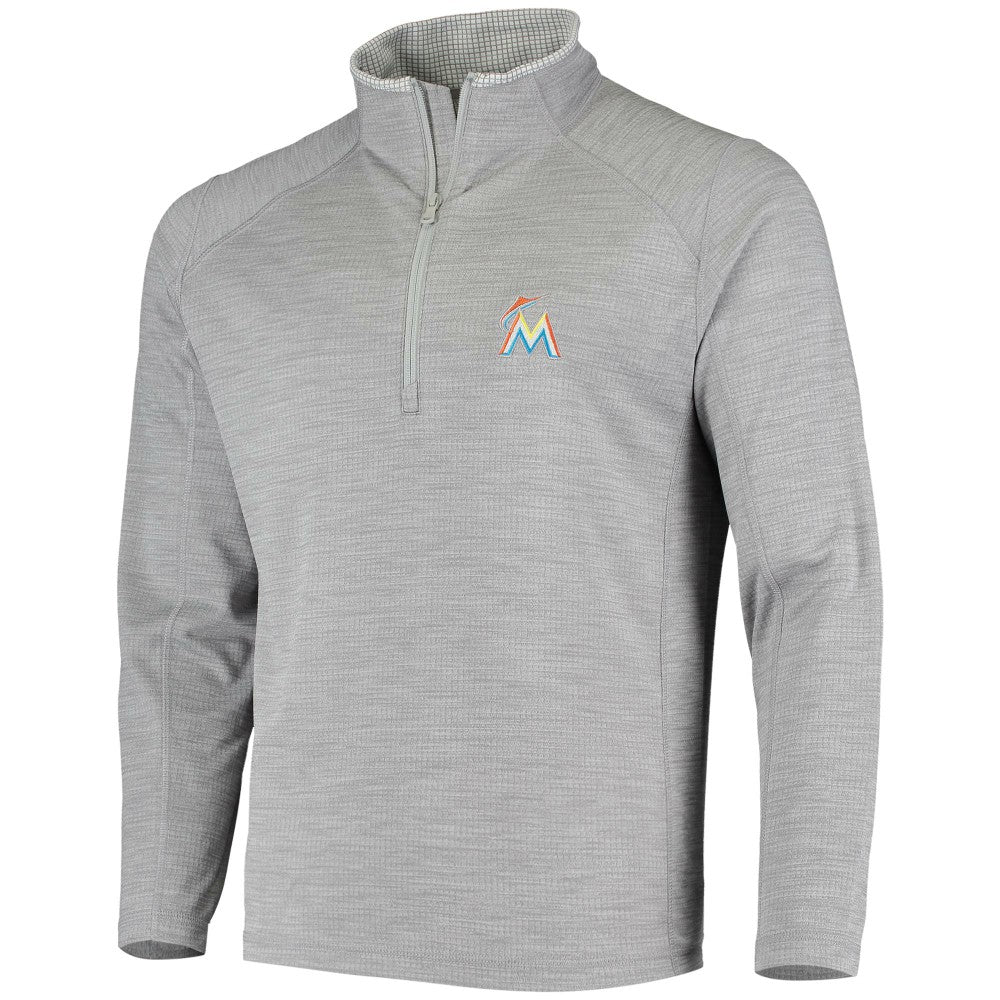 Miami Marlins Vineyard Vines Performance Sankaty Half-Zip Pullover Top Heather Gray
