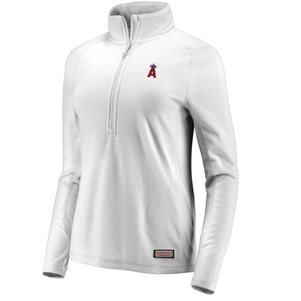 Los Angeles Angels Vineyard Vines Women's Performance Grid Half-Zip Pullover Top Gray