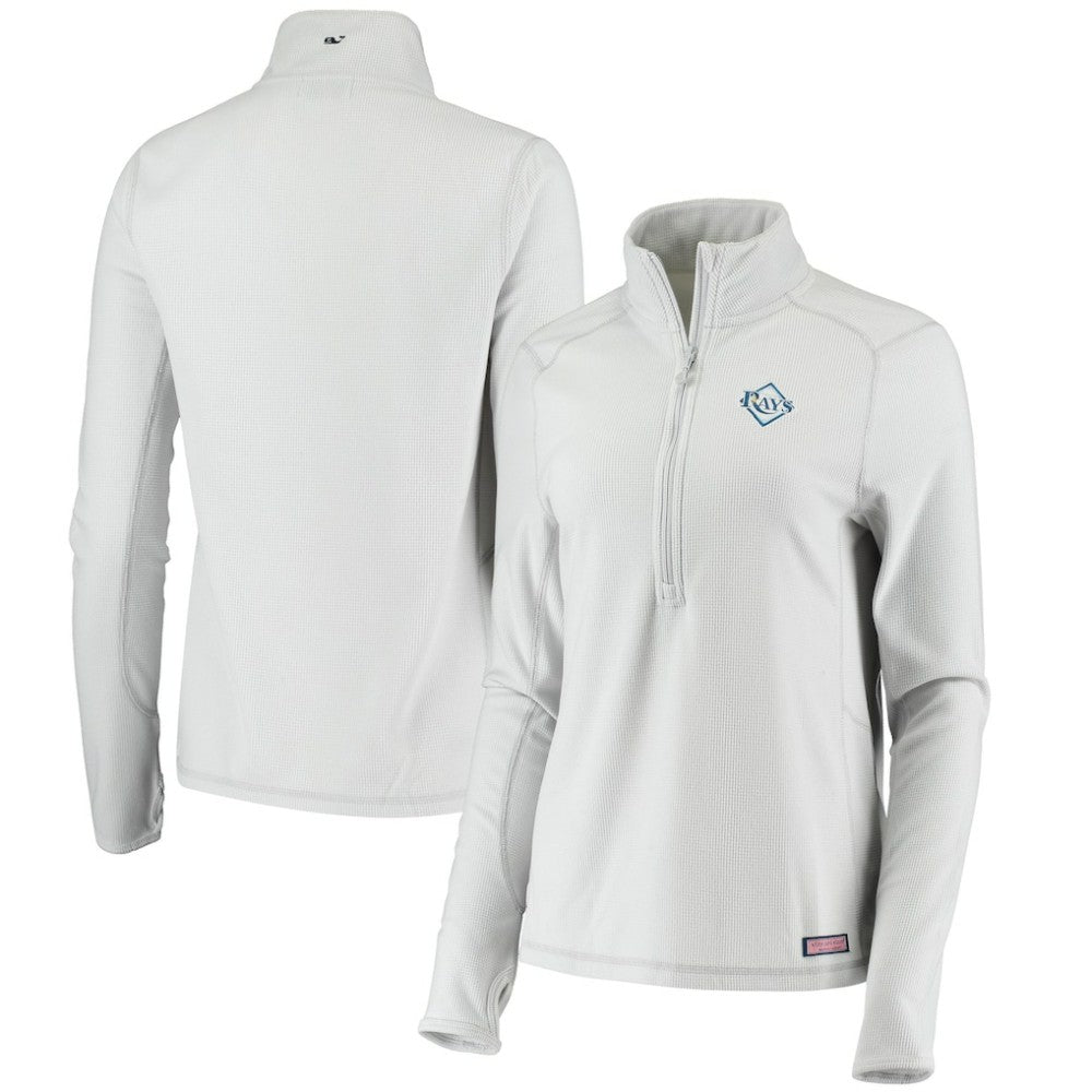 Tampa Bay Rays Vineyard Vines Women's Performance Grid Half-Zip Pullover Top Gray