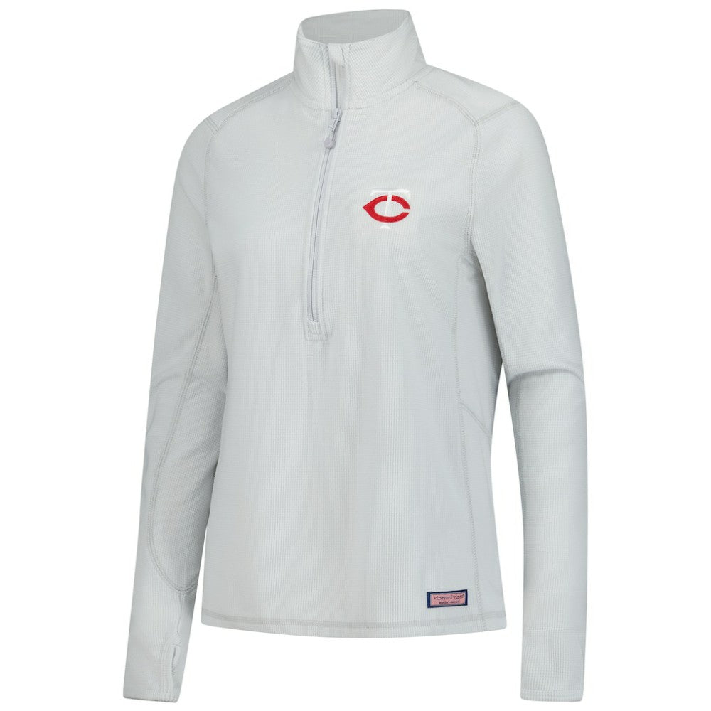 Minnesota Twins Vineyard Vines Women's Performance Grid Half-Zip Pullover Top Gray