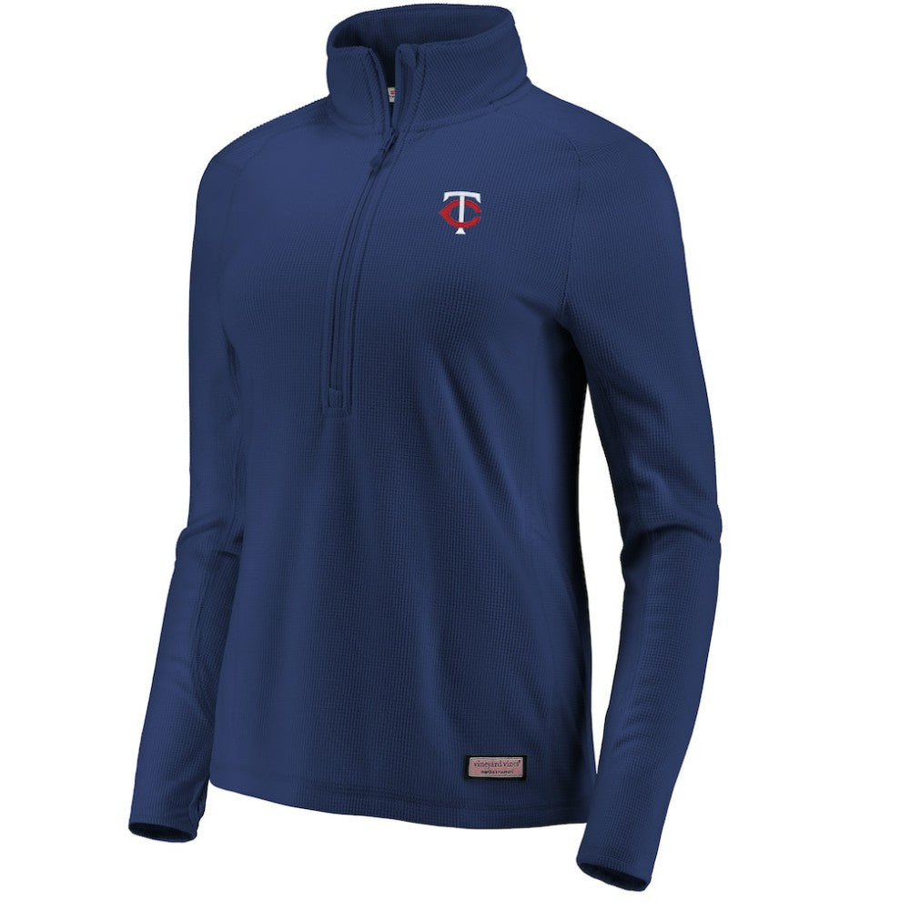 Minnesota Twins Vineyard Vines Women's Performance Grid Half-Zip Pullover Top Gray