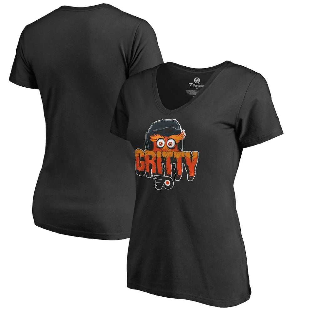 Philadelphia Flyers Women's Go Gritty V-Neck T-Shirt Black
