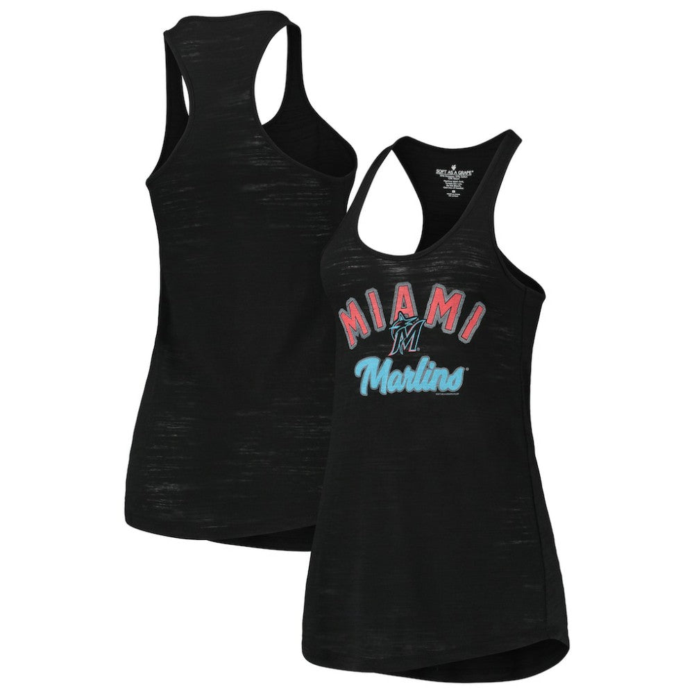 Miami Marlins Soft as a Grape Women's Multi-Count Tri-Blend Tank Top Black