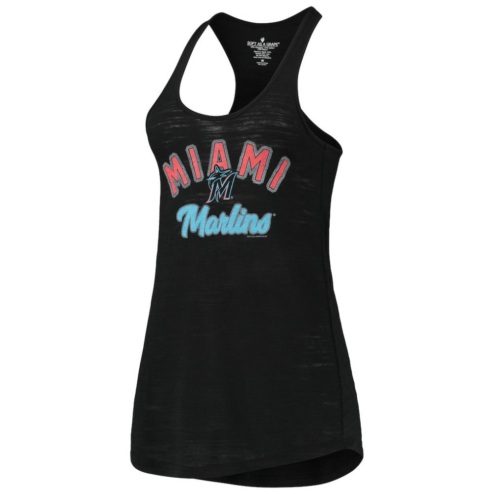 Miami Marlins Soft as a Grape Women's Multi-Count Tri-Blend Tank Top Black