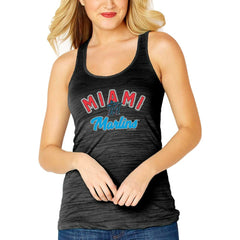 Miami Marlins Soft as a Grape Women's Multi-Count Tri-Blend Tank Top Black