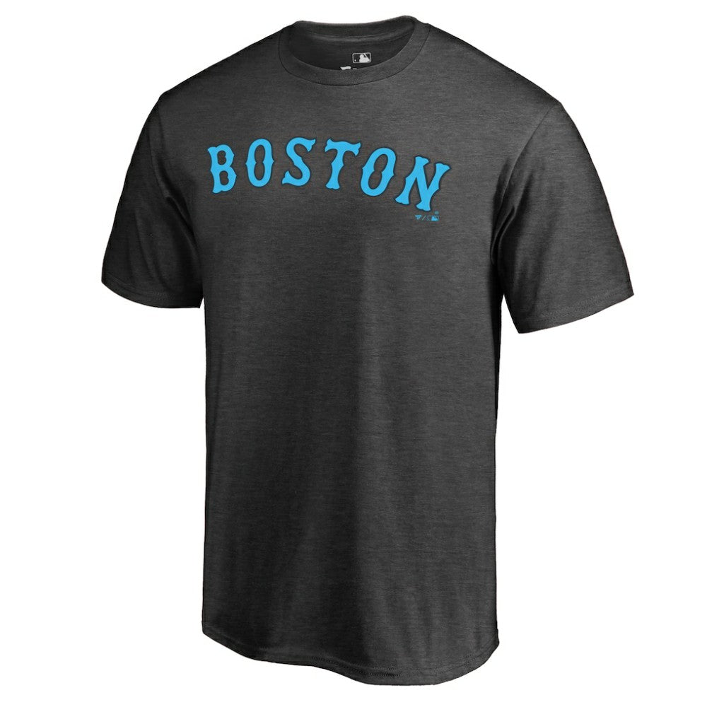 Boston Red Sox Blue Wordmark T-Shirt Heathered Charcoal