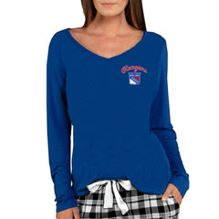 New York Rangers Concepts Sport Women's Marathon Knit Long Sleeve V-Neck Top Royal