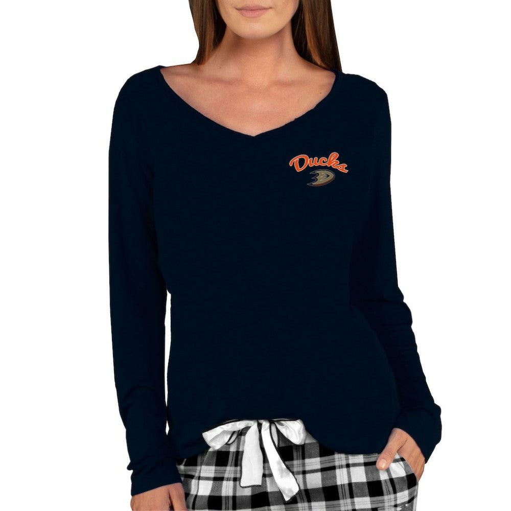 Anaheim Ducks Concepts Sport Women's Marathon Knit Long Sleeve V-Neck Top Black