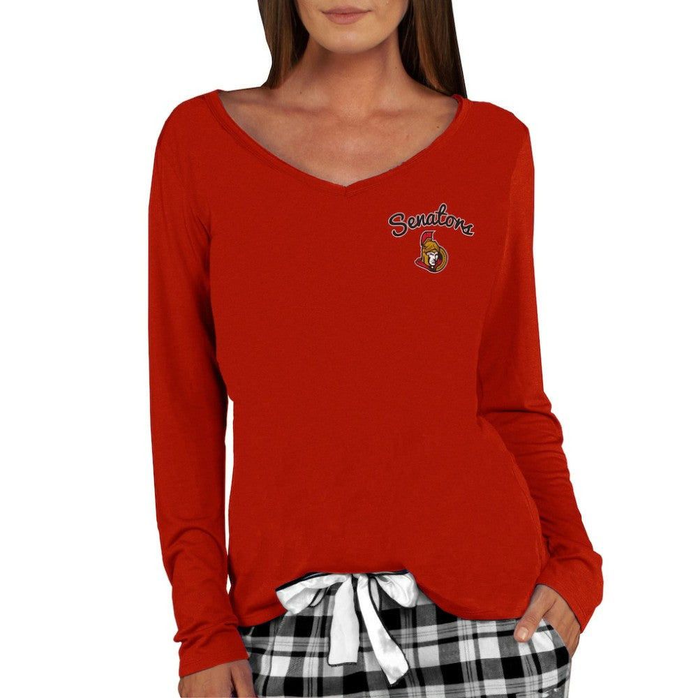 Ottawa Senators Concepts Sport Women's Marathon Knit Long Sleeve V-Neck Top Red