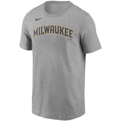Christian Yelich Milwaukee Brewers Name & Number T-Shirt Gray | Nike