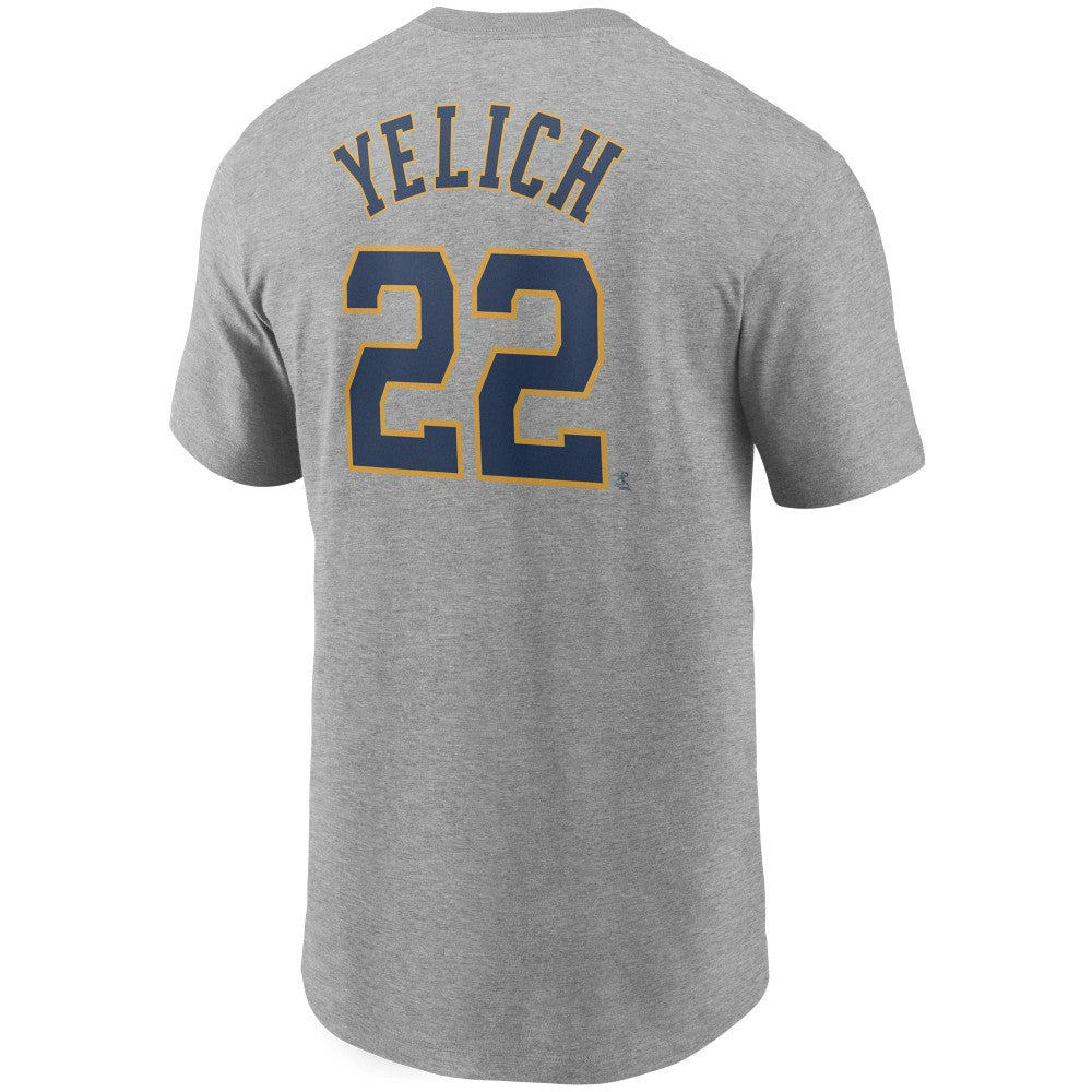Christian Yelich Milwaukee Brewers Name & Number T-Shirt Gray | Nike