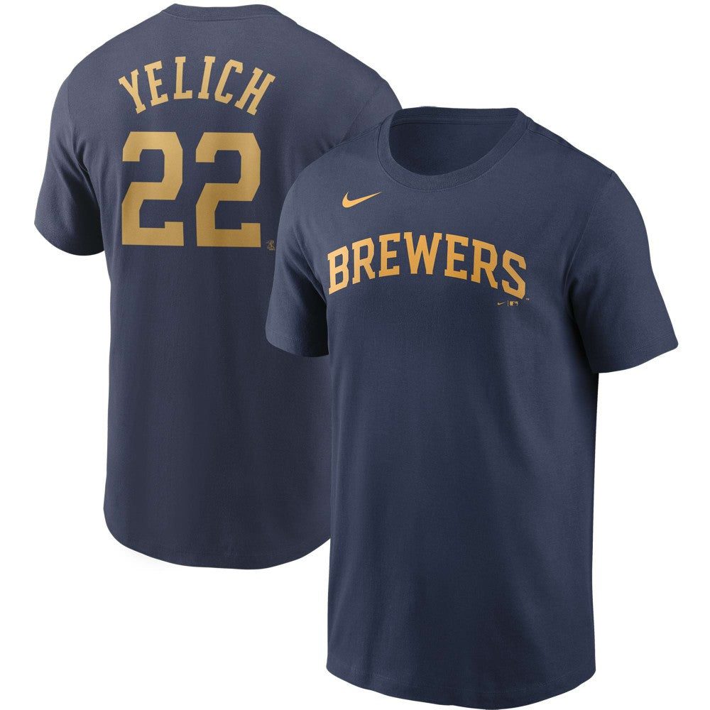 Christian Yelich Milwaukee Brewers Name & Number T-Shirt Navy | Nike