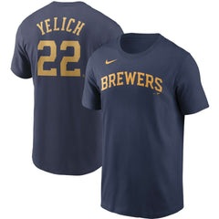 Christian Yelich Milwaukee Brewers Name & Number T-Shirt Navy | Nike