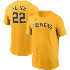 Christian Yelich Milwaukee Brewers Name & Number T-Shirt Gold | Nike