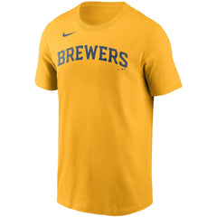 Christian Yelich Milwaukee Brewers Name & Number T-Shirt Gold | Nike