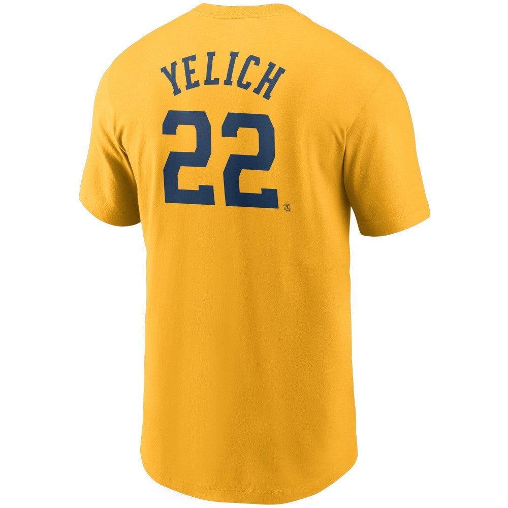 Christian Yelich Milwaukee Brewers Name & Number T-Shirt Gold | Nike