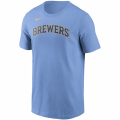 Christian Yelich Milwaukee Brewers Name & Number T-Shirt Light Blue | Nike