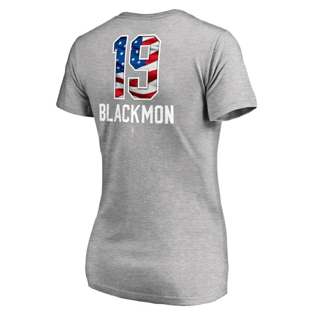 Charlie Blackmon Colorado Rockies Women's Banner Wave Name & Number V-Neck T-Shirt Heathered Gray