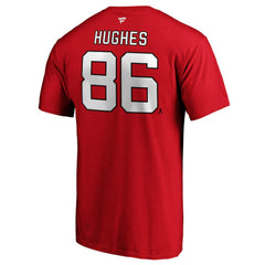 Jack Hughes New Jersey Devils Fanatics Authentic Stack Player Name & Number T-Shirt Red