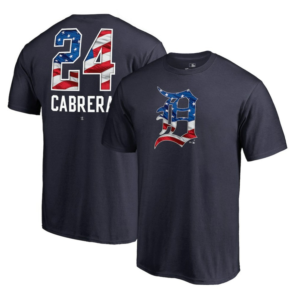 Miguel Cabrera Detroit Tigers Banner Wave Name & Number T-Shirt Navy