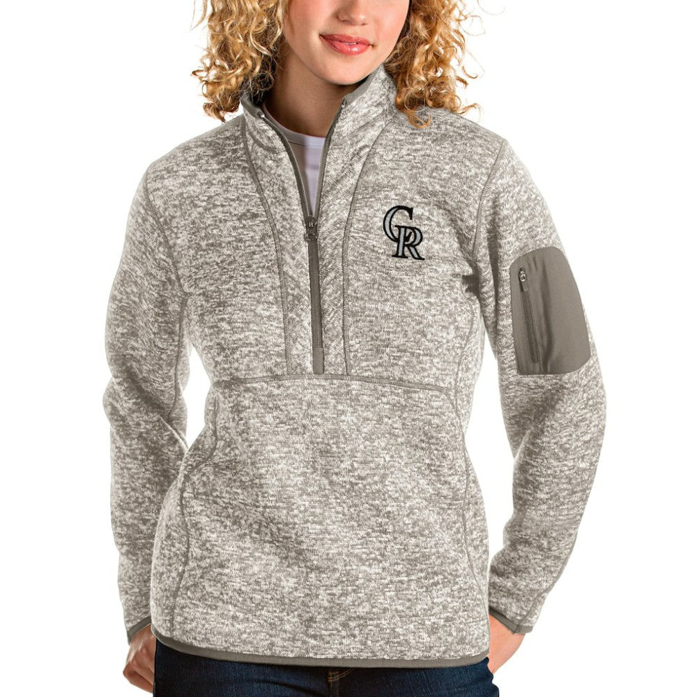 Colorado Rockies Antigua Women's Fortune Quarter-Zip Pullover Jacket Oatmeal