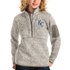 Kansas City Royals Antigua Women's Fortune Quarter-Zip Pullover Jacket Oatmeal