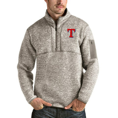 Texas Rangers Antigua Fortune Quarter-Zip Pullover Jacket Oatmeal