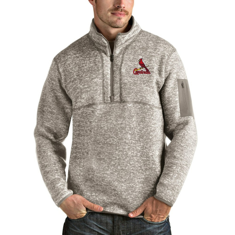 St. Louis Cardinals Antigua Fortune Quarter-Zip Pullover Jacket Oatmeal