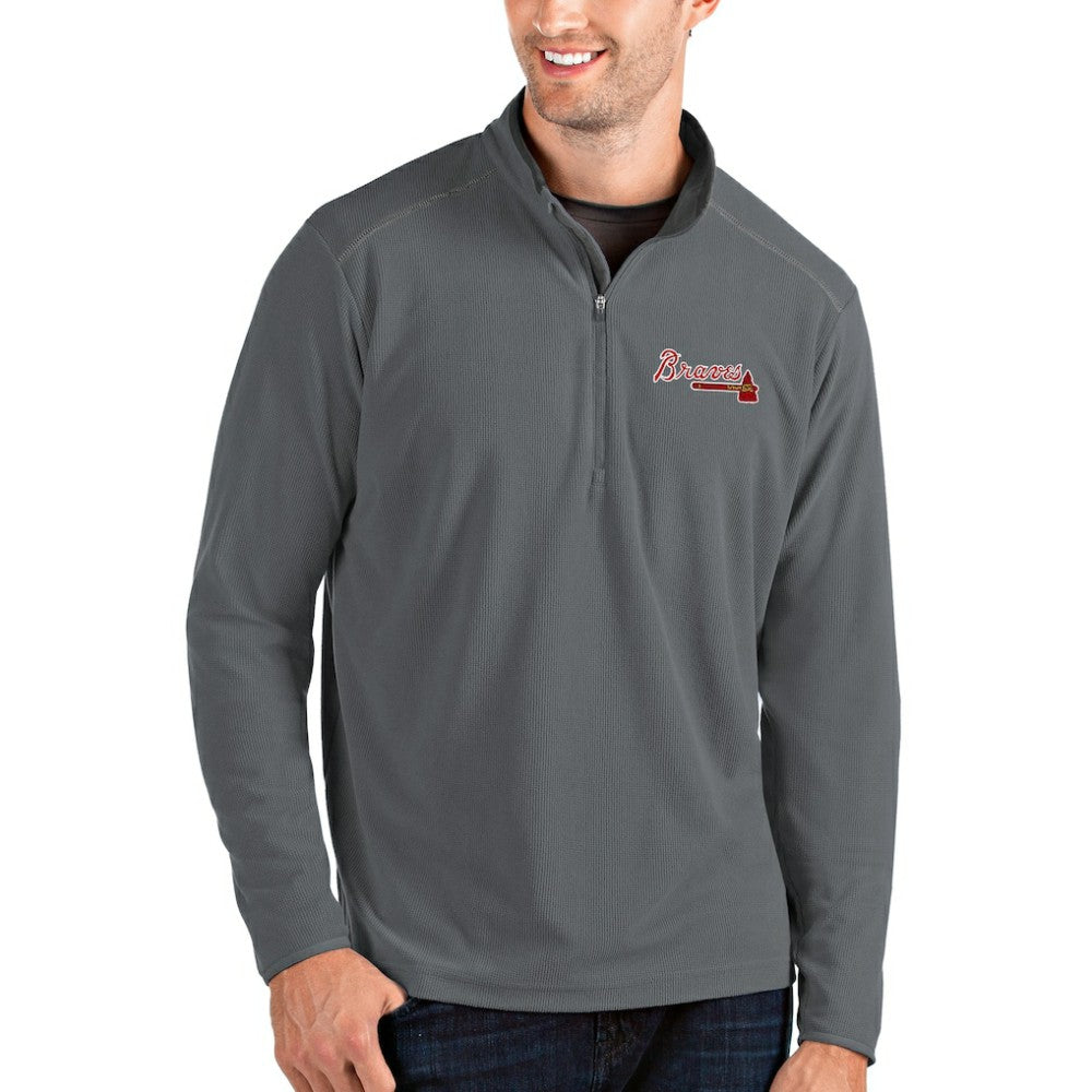 Atlanta Braves Antigua Glacier Quarter-Zip Pullover Jacket Gray