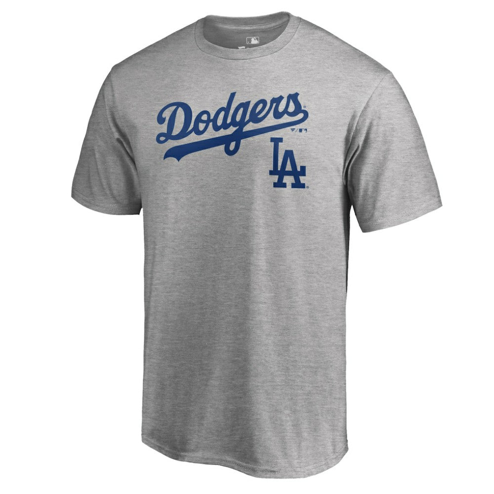 Los Angeles Dodgers Team Lockup T-Shirt Heathered Gray