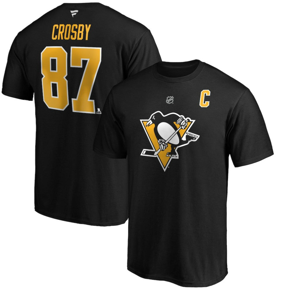 Sidney Crosby Pittsburgh Penguins Fanatics Authentic Stack Player Name & Number T-Shirt Black