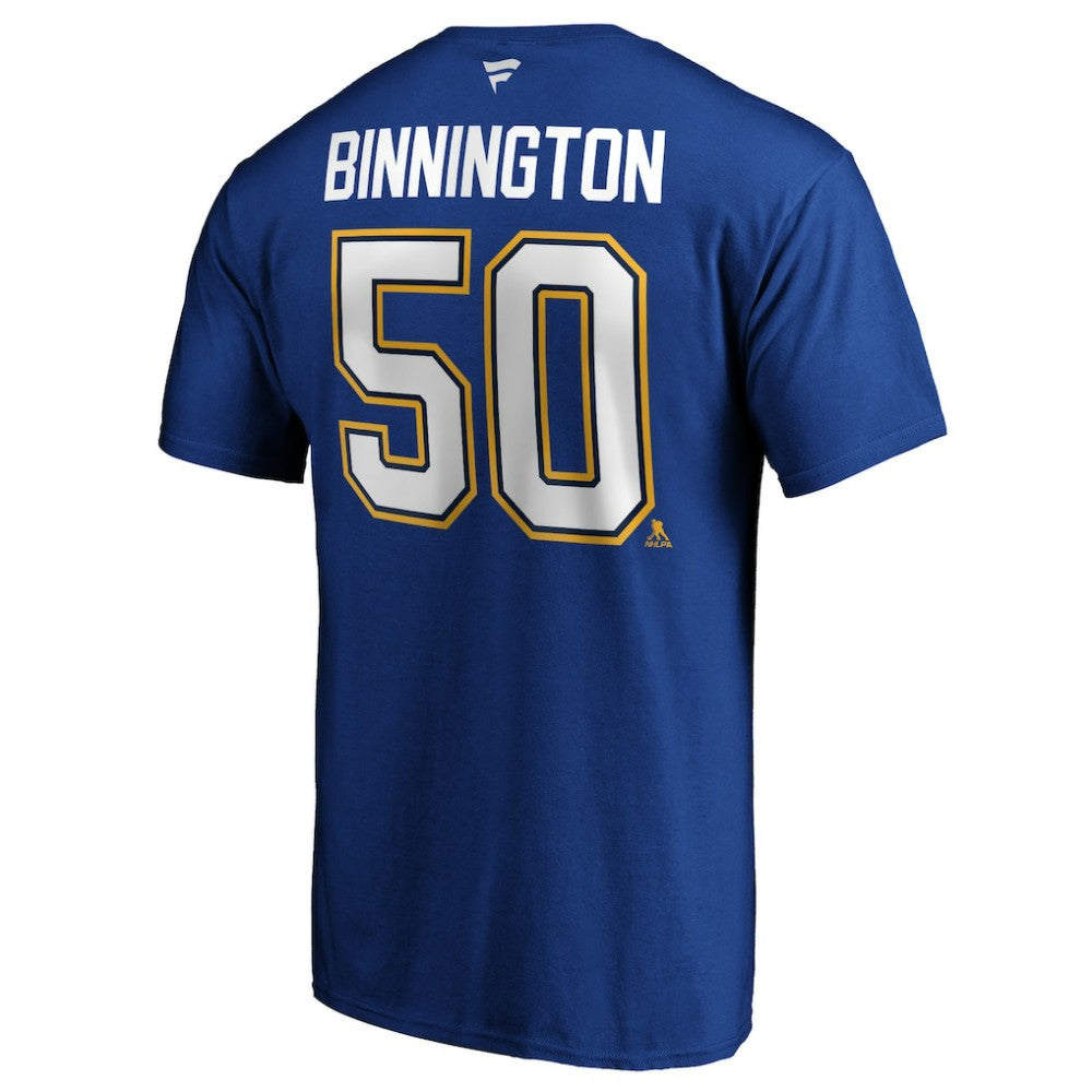 Jordan Binnington St. Louis Blues Fanatics Authentic Stack Player Name & Number T-Shirt Blue