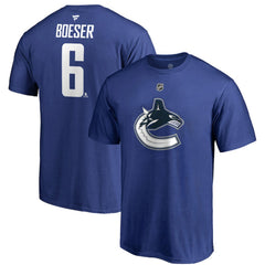 Brock Boeser Vancouver Canucks Fanatics Authentic Stack Player Name & Number T-Shirt Blue