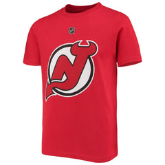 Jack Hughes New Jersey Devils Youth Player Name & Number T-Shirt Red